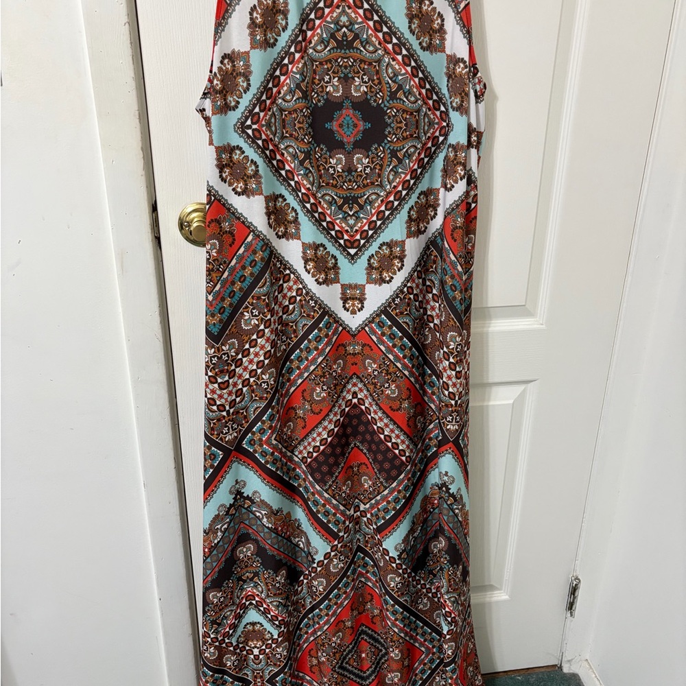 Roaman's Multicolor Geometric Print Dress